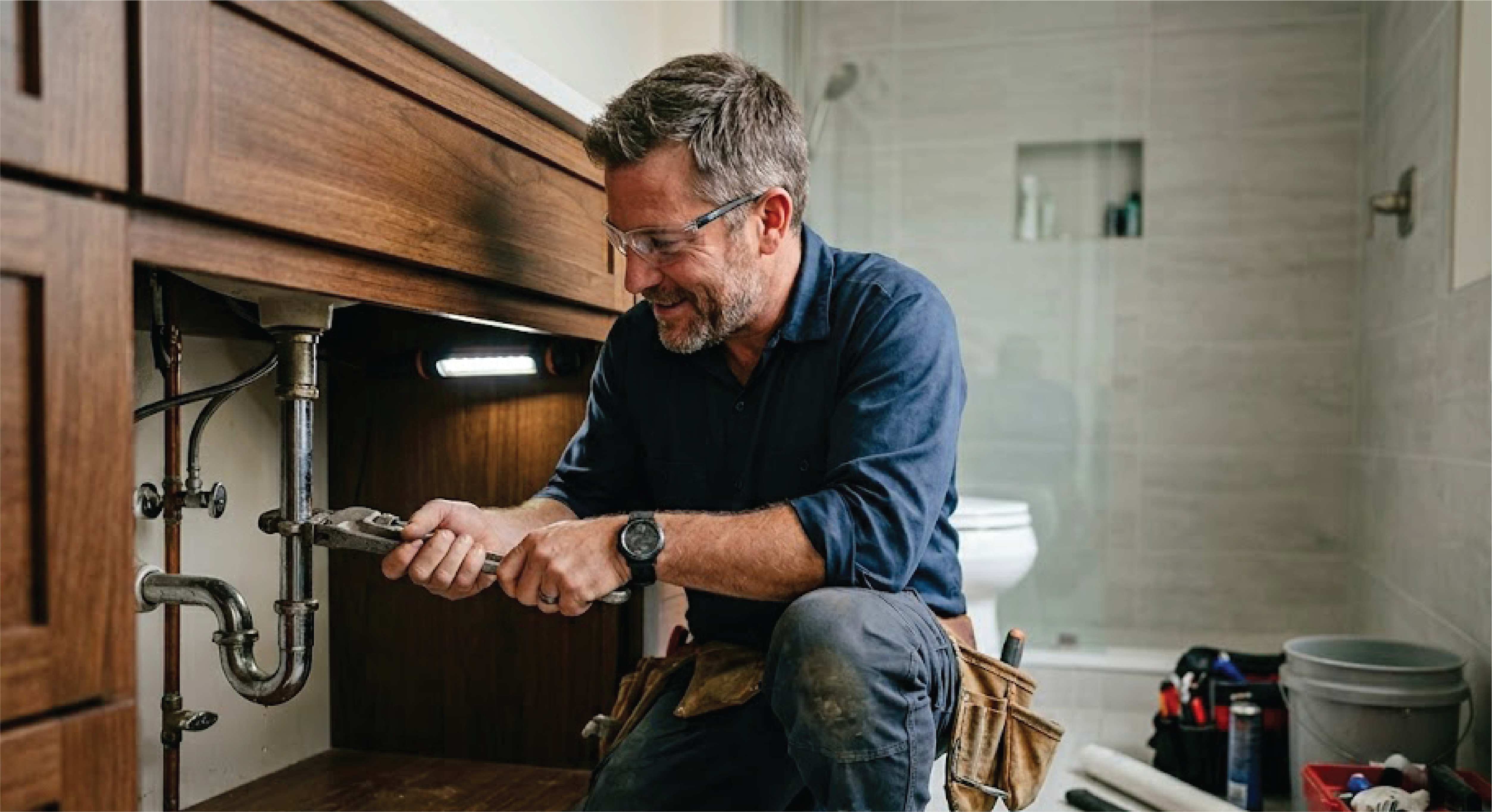 Professional plumber at work